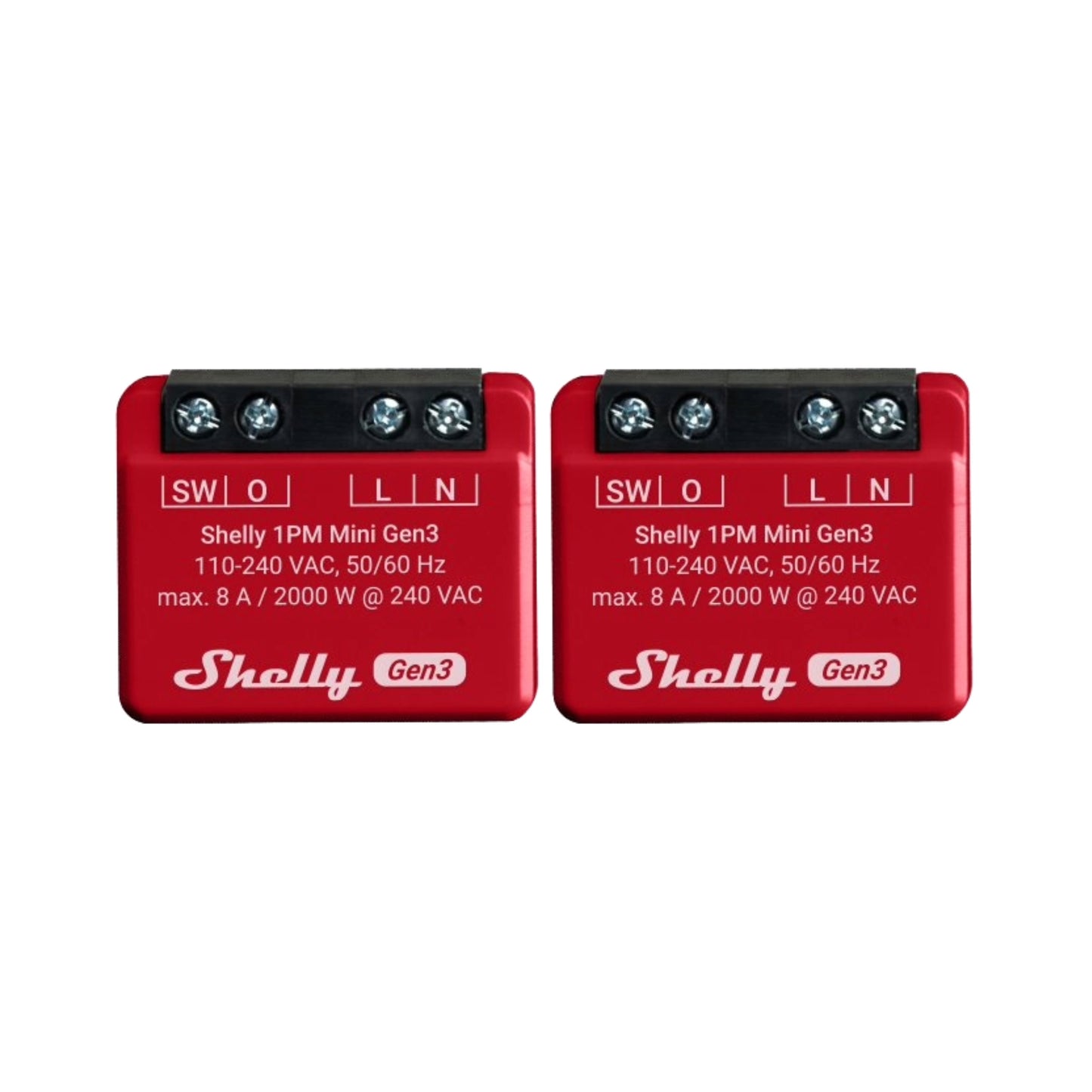 Shelly Mini 1PM WiFi Smart Switch with Power Metering (Pair)