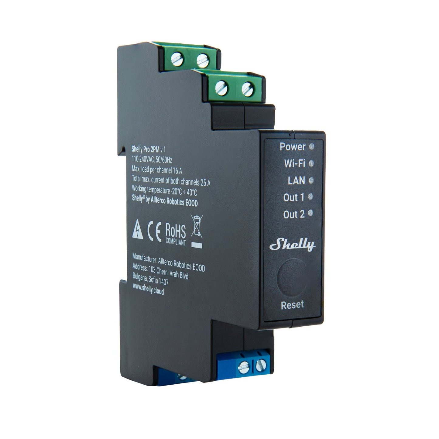 Shelly Pro 2PM DIN-Rail Mounted 2 Channel Smart Switch with Energy Metering