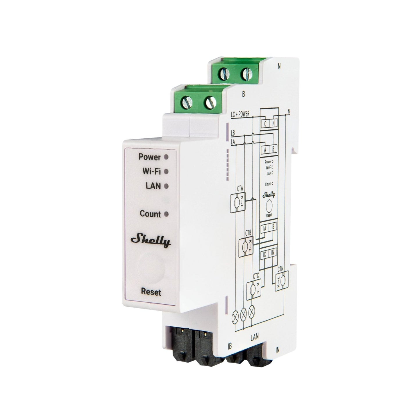 Shelly Pro 3EM-120A 3-Phase DIN-rail Energy Meter
