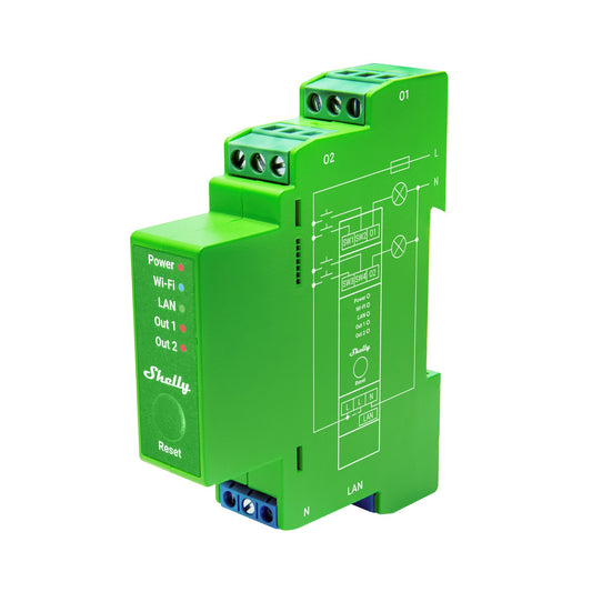 Shelly Pro Dimmer 2PM DIN Rail Smart Dimmer with Power Monitoring