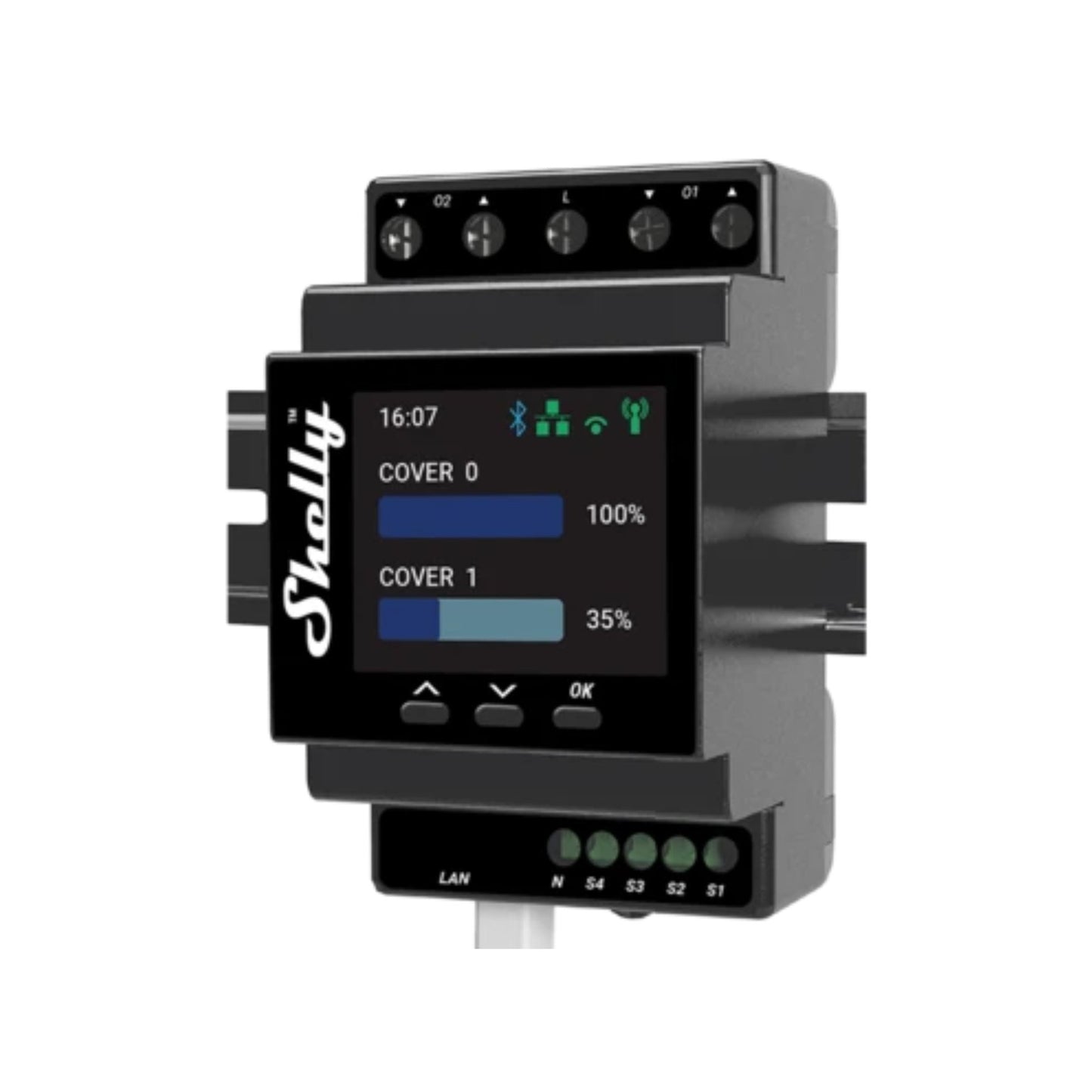 Shelly Pro Dual Cover PM DIN-Rail Mounted Cover/Shutter Controller with Power Metering